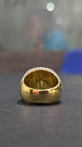 Unisex 18K <b>Gold</b> Filled Natural Stone Luxury <b>Cocktail</b> <b>Ring</b> Shield Shape Pave Setting Hiphop Style Everyday Wear - Product Image 4