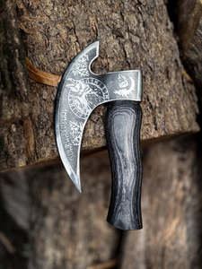 Coupe-pizza artisanal personnalisé, design Dragon Médiéval, en acier à haute teneur en carbone, modèle Tomahawks, mini, avec étui en cuir, OEM industriel - Product Image 6