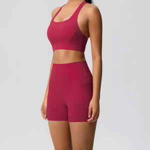 Conjunto Deportivo Estilo Vintage para Yoga, con Bolsillos, Bra Deportivo Cruzado y Leggings de Gimnasio, Spandex/Algodón, Secado Rápido, Transpirable y Ecológico - Product Image 4