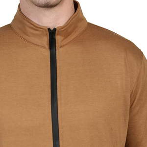 Ensemble de survêtement marron pour homme, avec fermeture éclair intégrale, col montant, décontracté, pour l'automne, couleur unie, respirant, en polyester et coton, collection 2026 - Product Image 5