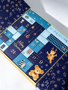 Boîte cadeau calendrier de l'avent de Noël personnalisée de 24 jours, boîte de l'avent en papier rigide à double porte de luxe avec ruban pour cadeau de Noël - Product Image 2
