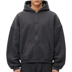 เสื้อฮู้ดเฟรนช์เทอร์รี่ผู้ชายแบบซิปเต็มตัว ราคาโรงงานขายส่ง - Product Image 4