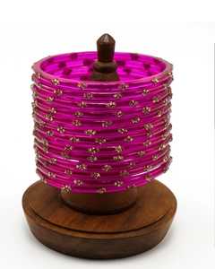 Conjunto de brazaletes de cristal rosa con diseño de flores de cristal, joyería étnica para mujer - Product Image 4