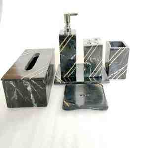 Luxury Hotel Grade Four-Piece <b>Bathroom</b> <b>Set</b> Easy-Clean Rectangle Polyresin <b>Accessories</b> <b>White</b> Color - Product Image 6