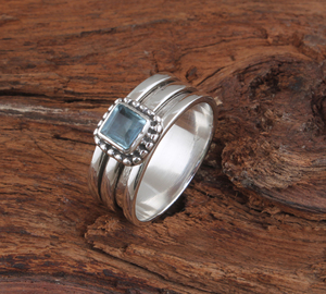 Luxury Natural Blue Topaz Band <b>Ring</b> Elegant 925 Sterling <b>Silver</b> <b>Statement</b> Jewelry High-Quality Genuine Swiss Blue Topaz <b>Ring</b> - Product Image 2