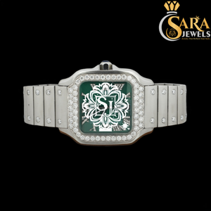 Luxueux automatique Moissnaite diamant montre chiffres arabes acier inoxydable bande verre carré analogique Quartz Hip Hop affaires - Product Image 1