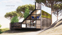 Conception unique de maison modulaire en forme de A, cabane moderne en forme de A avec lits mezzanine et balcon, idéale pour les voyageurs