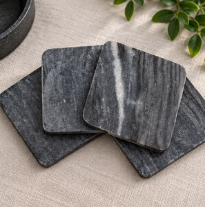 AK Brass Standard Marble Square <b>Coaster</b> Set Of 4 Unique <b>Black</b> And White Shade Marble For Table Decor / Kitchenware Item - Product Image 4