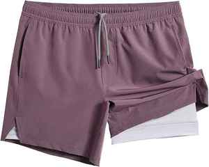 Pantalones Cortos Deportivos para Hombre, de Color Sólido, Secado Rápido, Transpirables, de Poliéster/Algodón, para Entrenamiento, Fitness y Running - Product Image 1