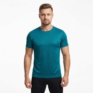 T-shirt de sport pour homme à manches courtes, col rond, respirant, séchage rapide, anti-UV, 100% polyester, idéal pour le yoga et l'entraînement - Product Image 2