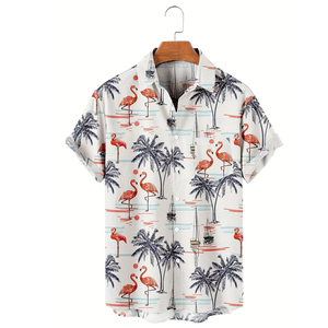 Chemise boutonnée décontractée pour homme, motif Hawaïen d'été crépusculaire, anti-plis, motif floral amusant, pour la plage, 4XL - Product Image 2