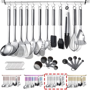 Modern Stainless Steel Kitchen <b>Utensil</b> <b>Sets</b> With Heat Resistant Tools Designed For <b>Cooking</b> Baking Frying And Kitchen Tasks - Product Image 3