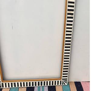 Best Quality <b>wall</b> <b>mirror</b> Modern <b>Rectangular</b> Bone Inlay <b>Mirror</b> With Black White Striped Frame Handmade MDF <b>Wall</b> <b>Mirror</b> For Home - Product Image 5