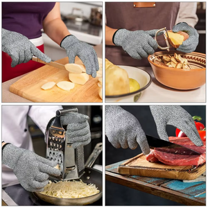 Gants de cuisine haute performance résistants aux coupures, doublure HPPE, poignet tricoté, pour décortiquer les huîtres, gants de sécurité pour la découpe, gris - Product Image 5