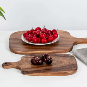 Plats de service, planches à découper et blocs de découpe rectangulaires en bois d'acacia avec poignée pour la cuisine et la maison, pour le fromage, les fruits et la viande - Product Image 5