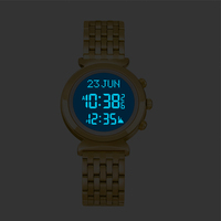Montre Azan Alsalah ALFA : Horloge de Prière Islamique avec Date Hégirienne, Makkah, Hégira, Umrah, Cadeau Ramadan, Double Fuseau Horaire