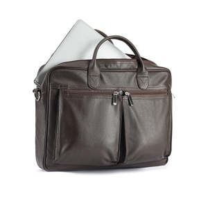 Dark Brown Executive Genuine Leather Laptop <b>Bag</b> with Padded Laptop Compartment and Adjustable Shoulder Strap - Product Image 3