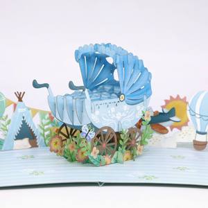 Carte pop-up 3D bébé grue, thème bébé, carte de vœux faite à la main, cartes pop-up 3D pour bébé, cartes 3D, artisanat en papier, cadeau spécial - Product Image 1
