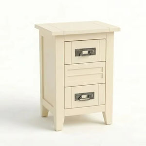 Table basse moderne avec 2 tiroirs en bois d'hévéa blanc MDF, meuble de salon durable, mobilier de maison, couleur crème - Product Image 1