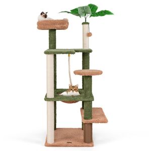 Albero per Gatti di Lusso a Più Livelli, Grande Cuccia per Gatti da Interno con Stile Classico e Minimalista, Tiragraffi in Legno e Sisal - Product Image 3