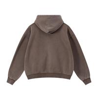 Sweat à capuche court zippé délavé à l'acide pour femme, personnalisé OEM/ODM - Veste vintage en coton à épaules tombantes, fournisseur en gros de streetwear OEM