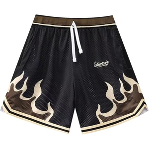 Shorts en maille à motif flamme pour homme, respirants, légers, taille élastique, pour l'été, la plage, la gym et l'entraînement - Product Image 1