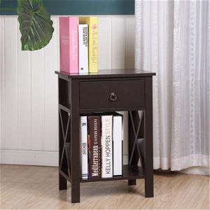 Modern FCH Brown Nightstand with 1 <b>Drawer</b> and Storage Shelf Elegant End <b>Table</b> for Bedroom <b>Side</b> <b>Tables</b> - Product Image 6