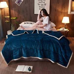 Navy <b>Blue</b> Cozy Fleece <b>Throw</b> Blanket Soft Comforter for Bed Sofa Living Room Bedroom Couch Warm Decorative - Product Image 1