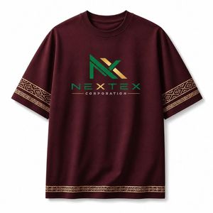 เสื้อยืดพิมพ์ลายขอบชนเผ่าแบบกำหนดเองสำหรับผู้ชาย ลายแบบดั้งเดิมเรียบง่าย เสื้อยืดโอเวอร์ไซส์ ชุดยูนิฟอร์มบริษัท - Product Image 4