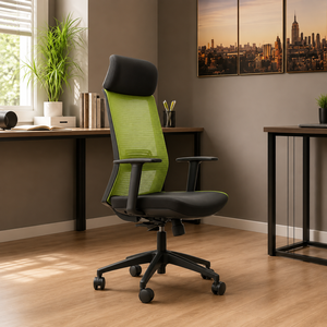 Chaise de bureau KINSHA à dossier haut, ergonomique, en tissu, avec base pivotante électrique, pour la maison, le bureau et un usage commercial - Product Image 1