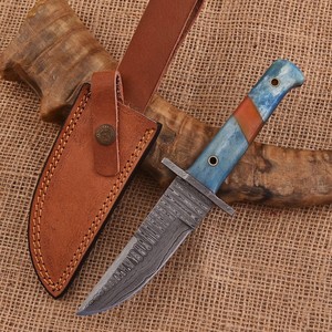 UA Supplies Industrial Grade Dyed <b>Bone</b> <b>Handle</b> OEM ODM Customizable Damasus Steel Drop Point Fixed Blade Hunting <b>Knife</b> Leather - Product Image 1
