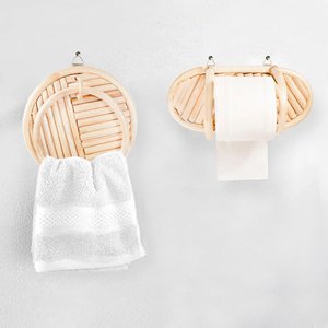 <b>Cheap</b> Price Round Wall Mounted Bathroom Decor Accessories Hand Towel Rack Shelf Sets Rattan Holder Rack for Towels - Product Image 1