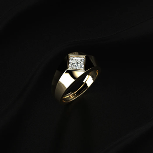 Bague signet 1 carat en diamant taille princesse, design spécial pour homme, pour fiançailles et mariage, de fournisseur et fabricant indien. - Product Image 6