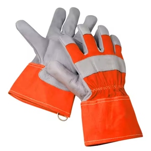 Heavy-Duty Soft Buffalo Grain <b>Leather</b> Safety Cuff Heat Resistant Anti-Slip Anti-Cut Anti-Static Gloves 11 oz Thickness - Product Image 2