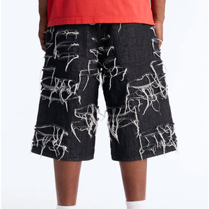 Wholesale Custom Made Men Denim <b>Shorts</b> Sporty Eco-Friendly Waterproof Quick Dry Breathable Ripped with Side Pocket Design - Product Image 4
