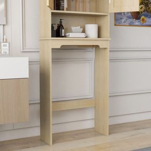 Mobiletto Salvaspazio a 2 Ante Regolabile da Posizionare Sopra il WC con Finitura in Rattan, Scaffali Aperti per Bagno - Product Image 2