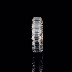 Luxury Emerald Cut Moissanite Full Eternity Band <b>Ring</b> 925 <b>Sterling</b> <b>Silver</b> Rose Gold Plated Unisex Wedding Engagement <b>Ring</b> Sizes - Product Image 2