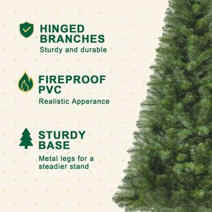 Albero di Natale Artificiale Verde Classico Non Illuminato da 2,13 m con 775 Punte in PET e Robusto Supporto da Tavolo in Metallo, Rami Completamente in PVC - Product Image 5