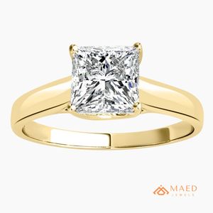 Anillo de Compromiso de Oro con Corte Princesa para Mujer, Joyería Nupcial, Estilo Elegante y Moderno - Product Image 1