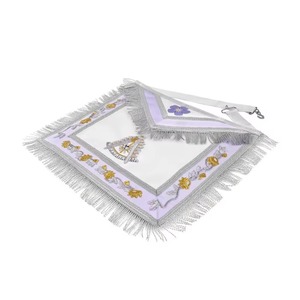 Delantal Étnico de Terciopelo Past Master Blue Lodge con Bordes Plateados y Flecos MAP-0126 - Product Image 2