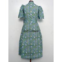 Gaun Kantor Wanita Modern Elegan Kasual Katun Lengan Pendek Bermotif A-Line Bodycon Panjang Midi Pakaian Fashion