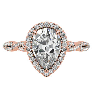 Élégante bague de fiançailles en or 18 carats avec diamant de laboratoire en forme de poire, halo torsadé, pour femmes et jeunes filles, à porter lors de fêtes de mariage - Product Image 2
