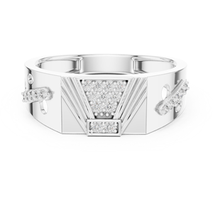 แหวนผู้ชายประดับโมอิสซาไนต์ทรงคลัสเตอร์ ชุบทองคำขาว 14k คุณภาพสูง |   วงแหวนลายสามเหลี่ยม |   เครื่องประดับสไตล์โมเดิร์น - Product Image 1