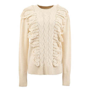 Suéter de punto nuevo de invierno para mujer, suéteres de punto hechos a mano para damas, suéter de punto a rayas con cuello redondo y manga larga - Product Image 2
