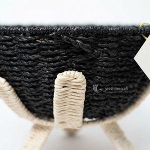 Cesta de Almacenamiento Ecológica de Pasto Marino con Diseño Floral Bohemio, Organizador Multifuncional para el Hogar, Base Festoneada - Product Image 2