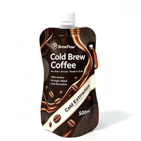 Pochette de boisson au café froid en forme de bouteille, sachet d'emballage liquide autoportant avec bouchon à vis 350 ml