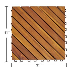 Dashiell Set di 10 piastrelle del ponte in Acacia ad incastro 12 diagonali con pavimenti per esterni Premium - Product Image 3