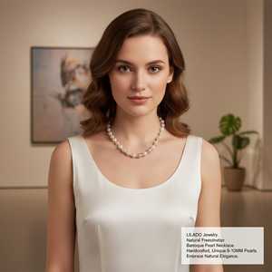 สร้อยคอมุกน้ำจืดธรรมชาติสีผสมสไตล์บาโรก สง่างามและมีเสน่ห์ - Product Image 5