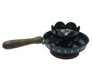 Polvo de aro de acero inoxidable de alta calidad recubierto y acabado con un quemador de incienso con revestimiento de resina Mango de madera y base antideslizante - Product Image 2