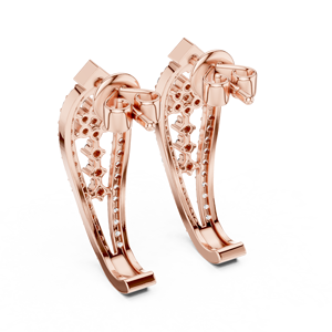 Exclusivos Pendientes de Oreja con Diamantes Redondos Cultivados en Laboratorio, Chapados en Rodio, en Oro Rosa de 18 Quilates, para Uso Diario o de Fiesta, Regalo para Mujer - Product Image 3